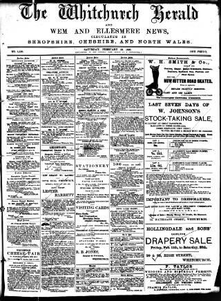 cover page of Whitchurch Herald published on February 19, 1898