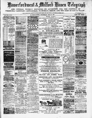 cover page of Haverfordwest & Milford Haven Telegraph published on July 24, 1889