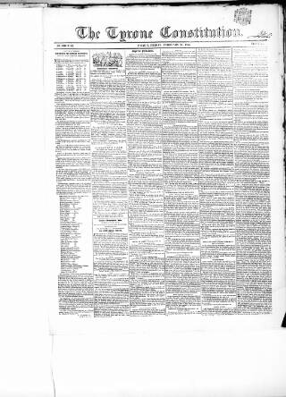 cover page of Tyrone Constitution published on February 28, 1845