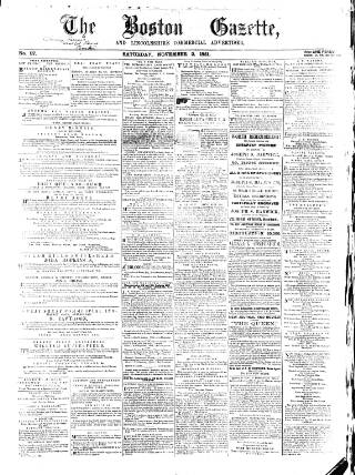 cover page of Boston Gazette published on November 2, 1861