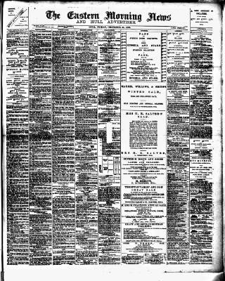 cover page of Eastern Morning News published on December 30, 1892