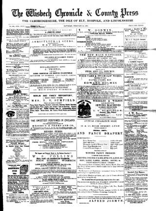 cover page of Wisbech Chronicle published on February 28, 1874