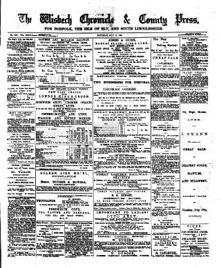cover page of Wisbech Chronicle, General Advertiser and Lynn News published on July 21, 1888