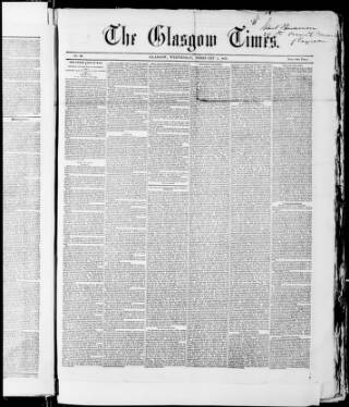 cover page of Glasgow Times published on February 4, 1857