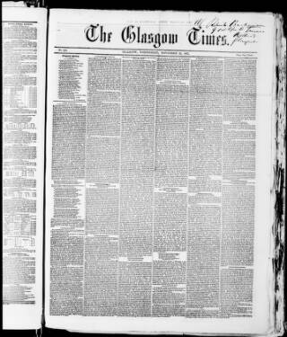 cover page of Glasgow Times published on November 25, 1857