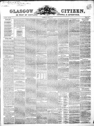 cover page of Glasgow Citizen published on July 6, 1844