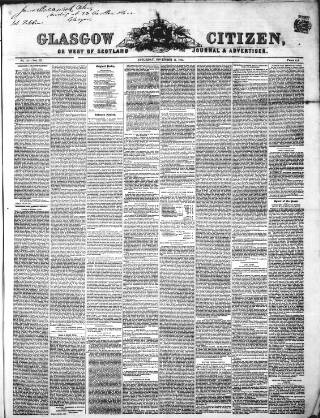 cover page of Glasgow Citizen published on November 15, 1845