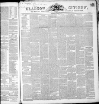 cover page of Glasgow Citizen published on November 30, 1850
