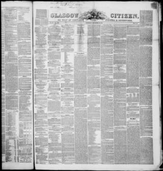 cover page of Glasgow Citizen published on December 30, 1854