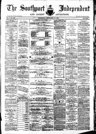 cover page of Southport Independent and Ormskirk Chronicle published on September 14, 1870
