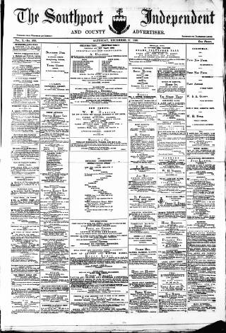 cover page of Southport Independent and Ormskirk Chronicle published on December 17, 1870