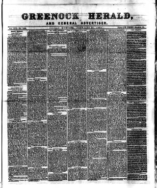 cover page of Greenock Herald published on February 28, 1868