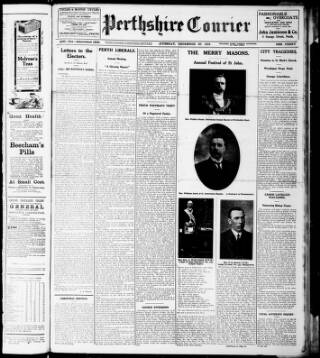 cover page of Perthshire Courier published on December 30, 1913