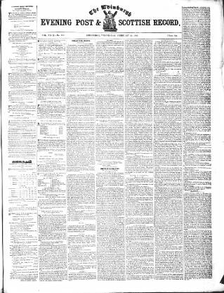 cover page of Edinburgh Evening Post and Scottish Standard published on February 28, 1849