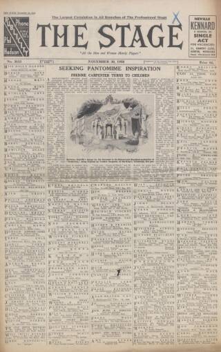cover page of The Stage published on November 30, 1950