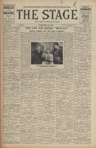 cover page of The Stage published on November 15, 1951