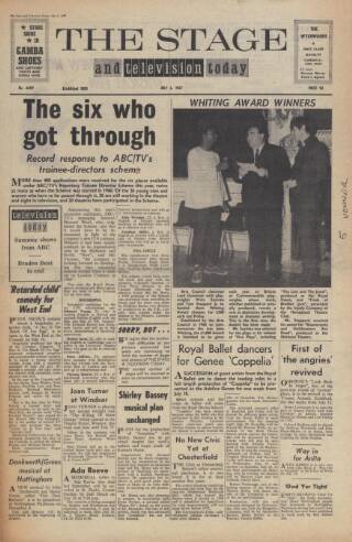 cover page of The Stage published on July 6, 1967