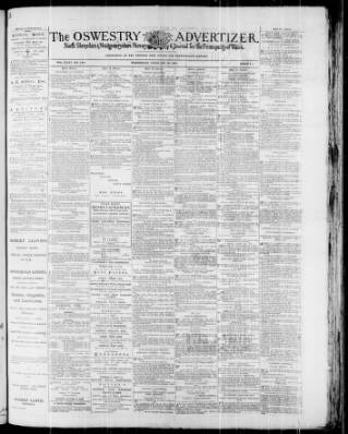 cover page of Oswestry Advertiser published on February 28, 1883