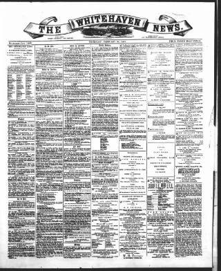 cover page of Whitehaven News published on February 28, 1867