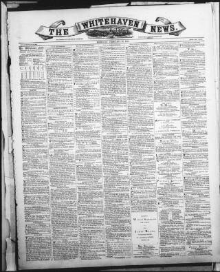 cover page of Whitehaven News published on February 28, 1884