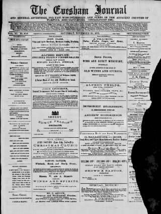 cover page of Evesham Journal published on November 30, 1872