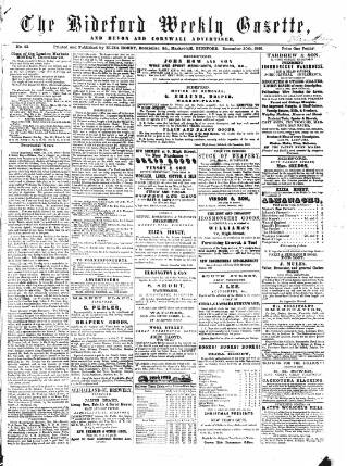 cover page of North Devon Gazette published on December 30, 1856