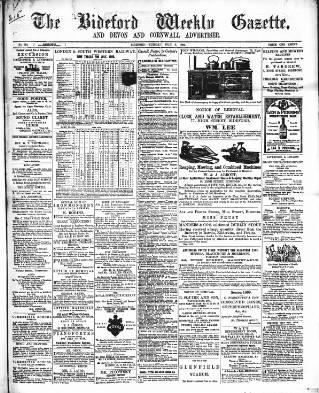 cover page of North Devon Gazette published on July 6, 1869
