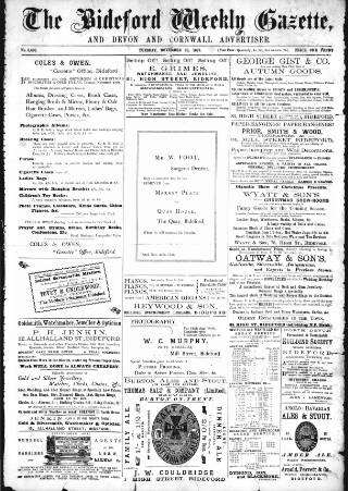 cover page of North Devon Gazette published on November 30, 1897