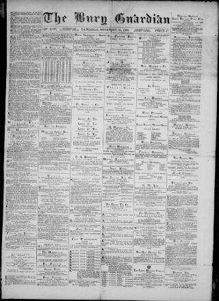 cover page of Bury Guardian published on November 24, 1888
