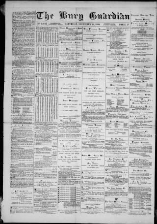 cover page of Bury Guardian published on December 22, 1888