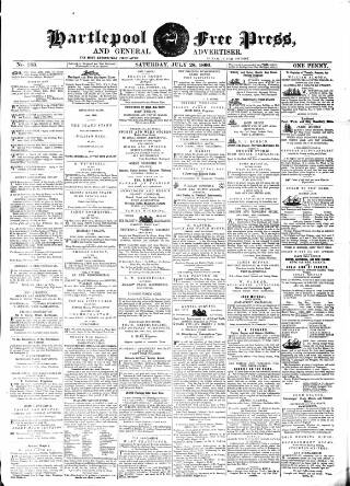 cover page of Hartlepool Free Press and General Advertiser published on July 28, 1860