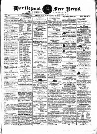 cover page of Hartlepool Free Press and General Advertiser published on November 17, 1860