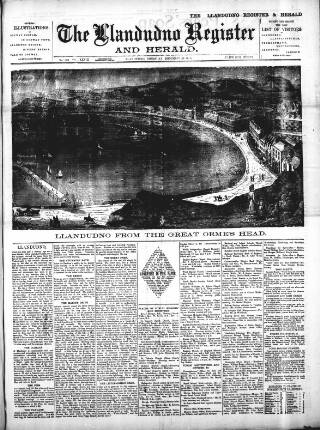 cover page of Llandudno Register and Herald published on December 26, 1889
