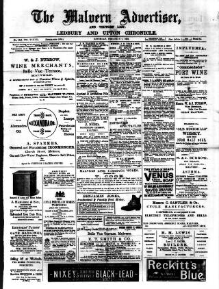 cover page of Malvern Advertiser published on February 6, 1892