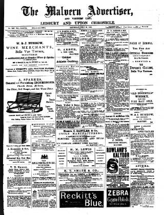 cover page of Malvern Advertiser published on July 30, 1892