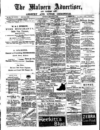 cover page of Malvern Advertiser published on December 3, 1892