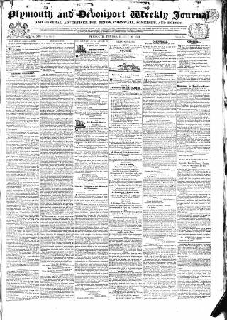 cover page of Plymouth and Devonport Weekly Journal published on July 26, 1832