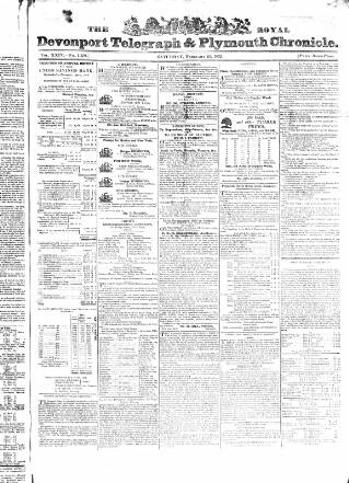 cover page of Royal Devonport Telegraph and Plymouth Chronicle published on February 25, 1832