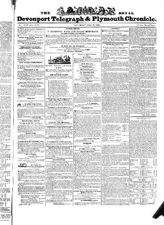 cover page of Royal Devonport Telegraph, and Plymouth Chronicle published on July 28, 1832