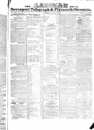 cover page of Royal Devonport Telegraph, and Plymouth Chronicle published on November 17, 1832