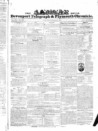 cover page of Royal Devonport Telegraph and Plymouth Chronicle published on December 22, 1832