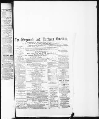 cover page of Weymouth & Portland Guardian published on September 21, 1872