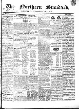 cover page of Northern Standard published on November 30, 1850