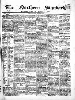 cover page of Northern Standard published on September 18, 1852