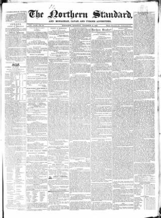 cover page of Northern Standard published on November 15, 1862