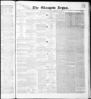 cover page of Glasgow Argus published on February 26, 1846