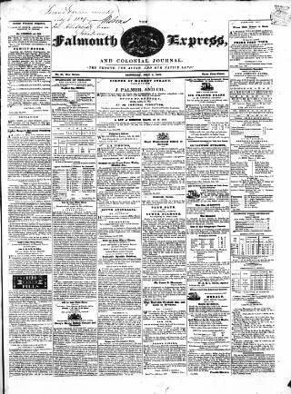 cover page of Falmouth Express and Colonial Journal published on July 6, 1839