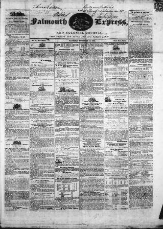 cover page of Falmouth Express and Colonial Journal published on September 14, 1839