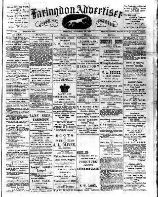 cover page of Faringdon Advertiser and Vale of the White Horse Gazette published on November 15, 1902