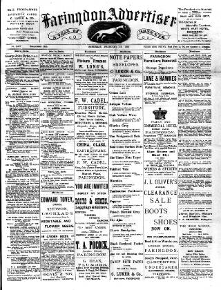 cover page of Faringdon Advertiser and Vale of the White Horse Gazette published on February 28, 1903